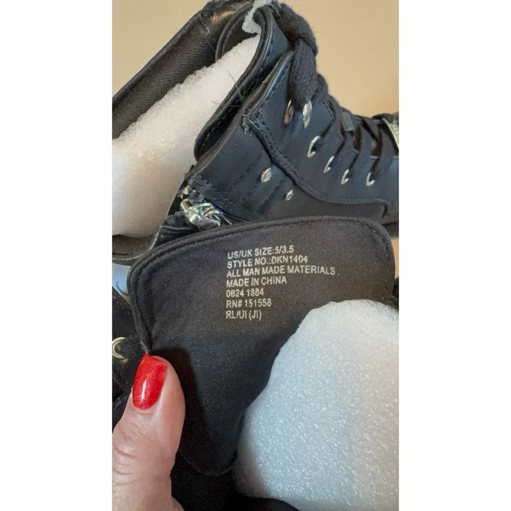 Youth girls size 5 DKNY black boots.